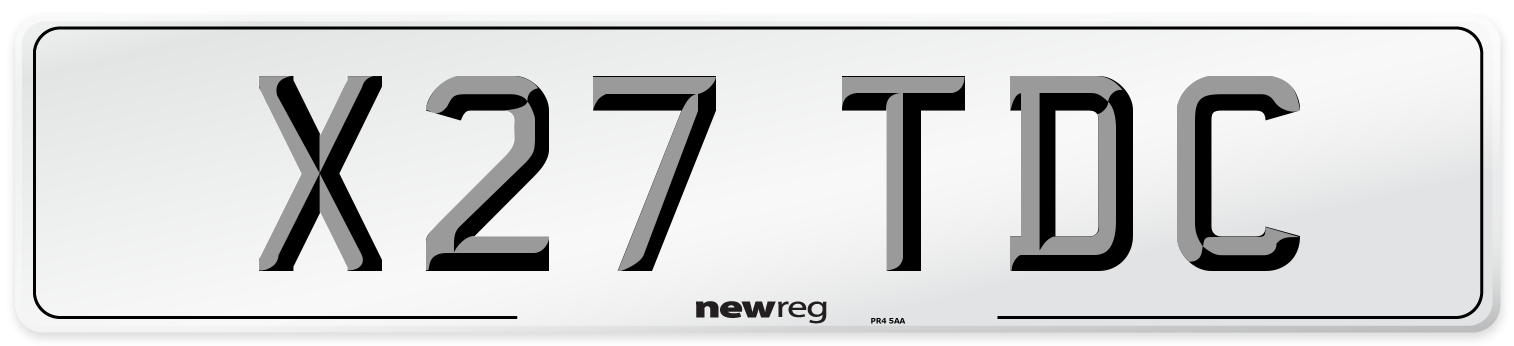 X27 TDC Number Plate from New Reg